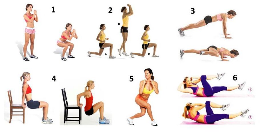 Una serie di esercizi per la perdita di peso di tutto il corpo a casa