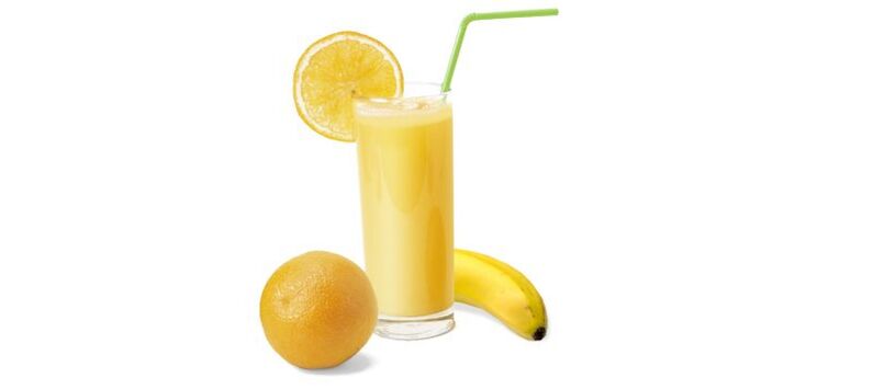 frullato con banana e arancia per la dieta da bere